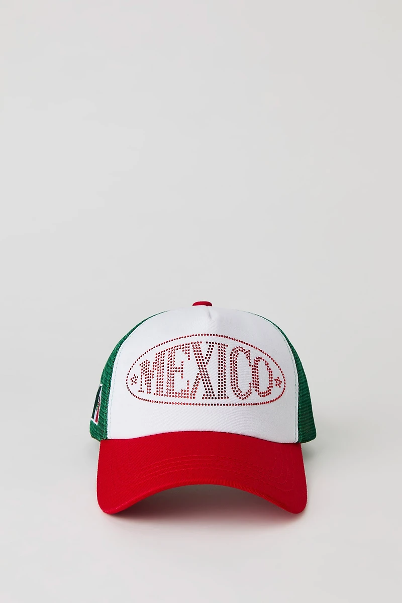 Mexico Rhinestone Trucker Hat