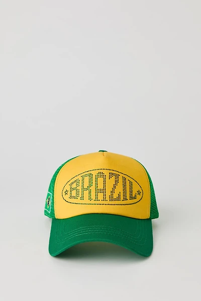 Brazil Rhinestone Trucker Hat