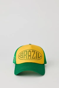 Brazil Rhinestone Trucker Hat