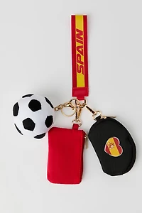 Spain Dual Pouch Wristlet Keychain