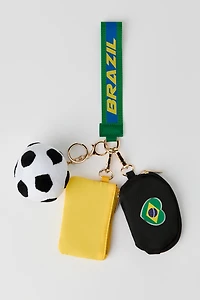 Brazil Dual Pouch Wristlet Keychain