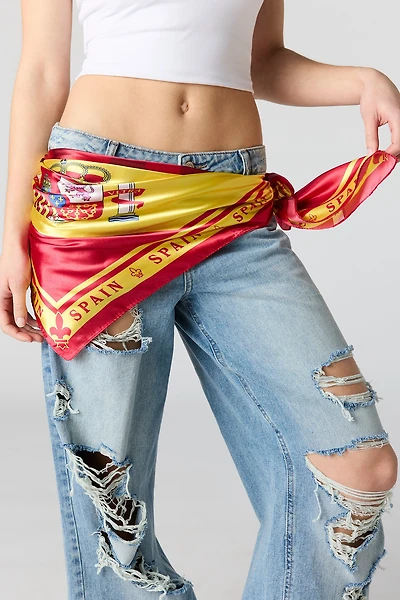 Écharpe en satin à imprimé Espagne