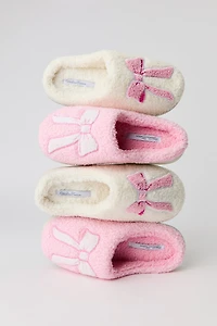 Girls Bow Sherpa Slippers