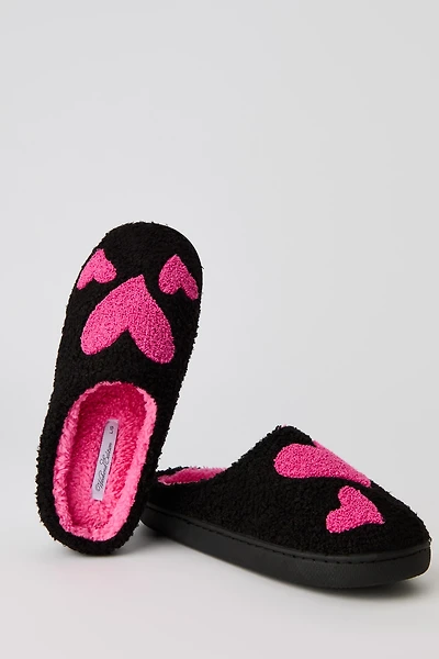 Girls Heart Sherpa Slippers