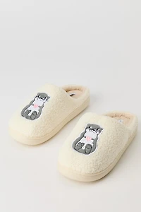 Otter Embroidered Sherpa Slippers