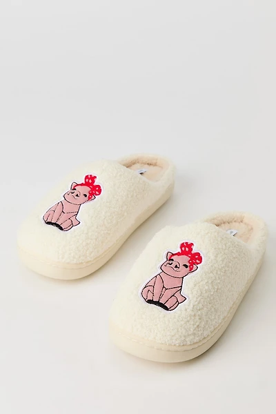 Pig Embroidered Sherpa Slippers
