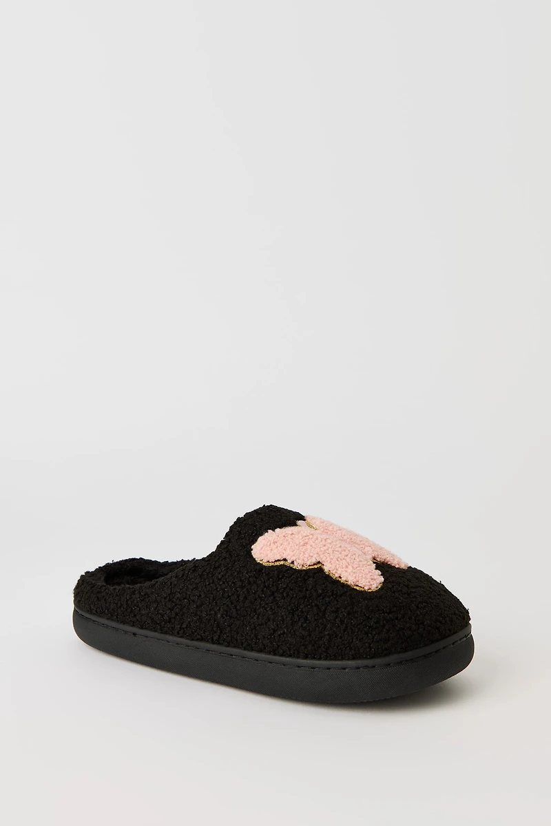 Pantoufles en Sherpa avec motif brodé Papillon