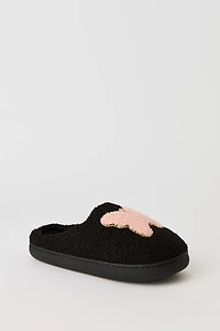 Pantoufles en Sherpa avec motif brodé Papillon