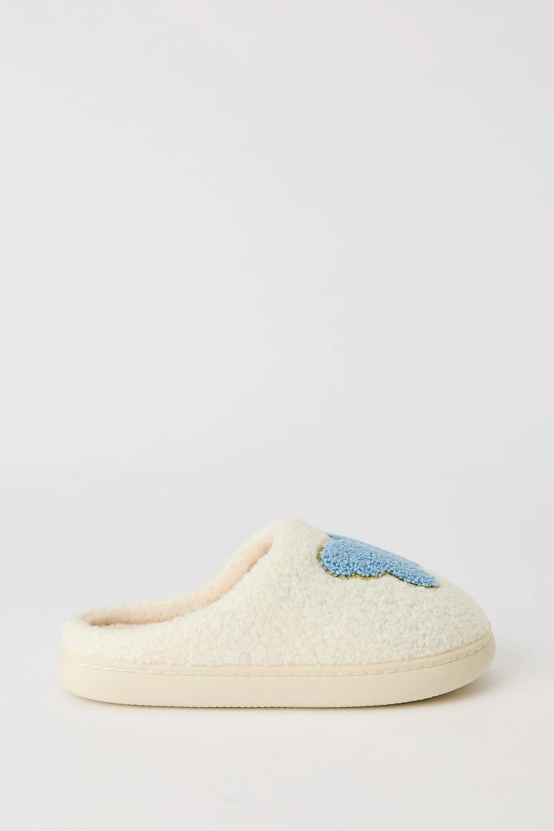 Pantoufles en Sherpa avec motif brodé Papillon