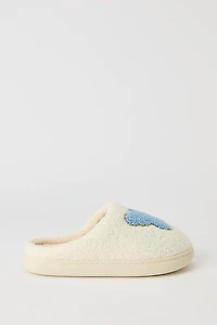 Pantoufles en Sherpa avec motif brodé Papillon