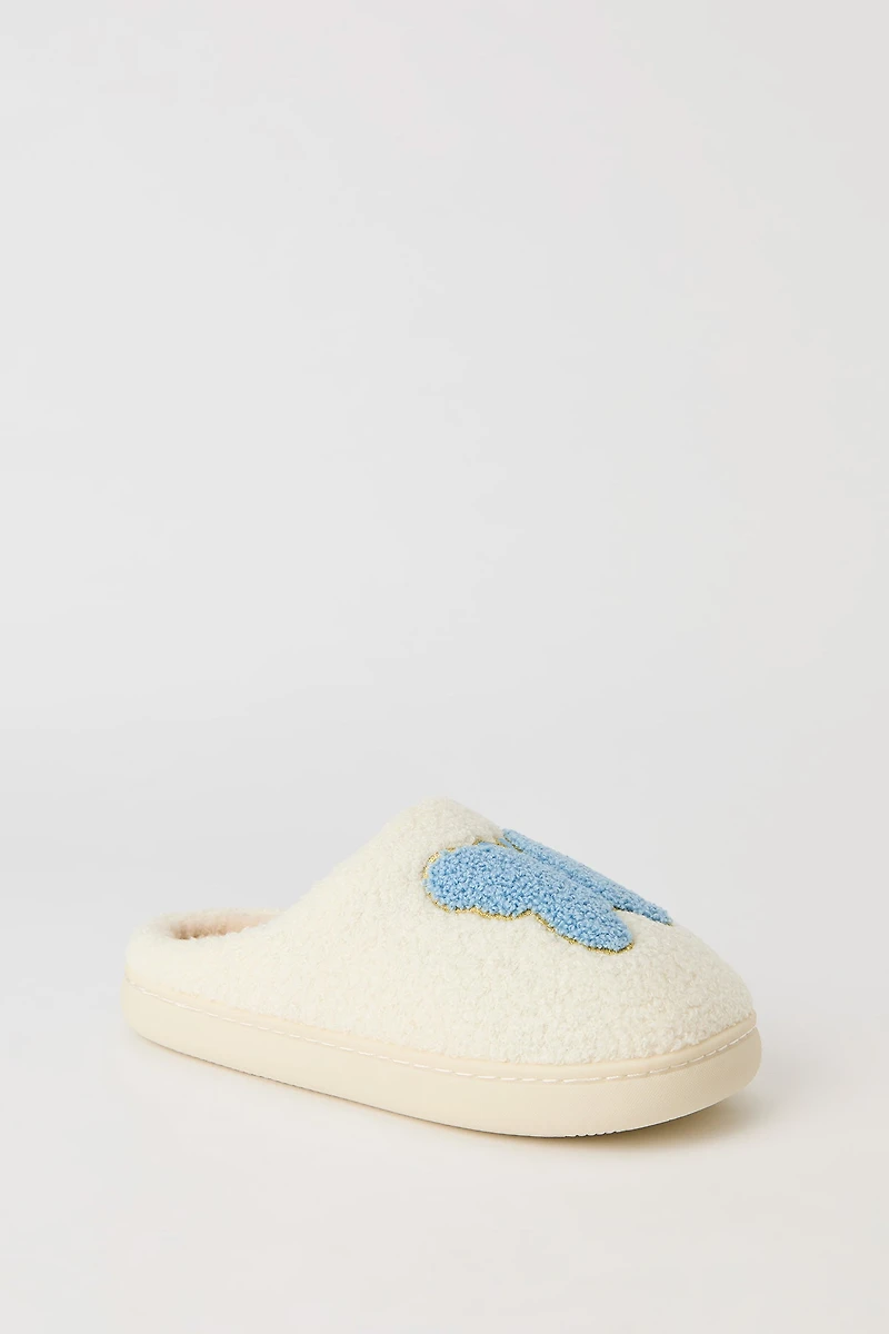 Pantoufles en Sherpa avec motif brodé Papillon