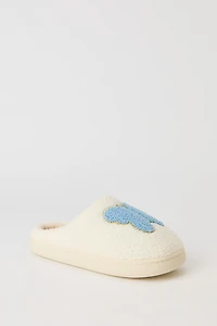 Pantoufles en Sherpa avec motif brodé Papillon