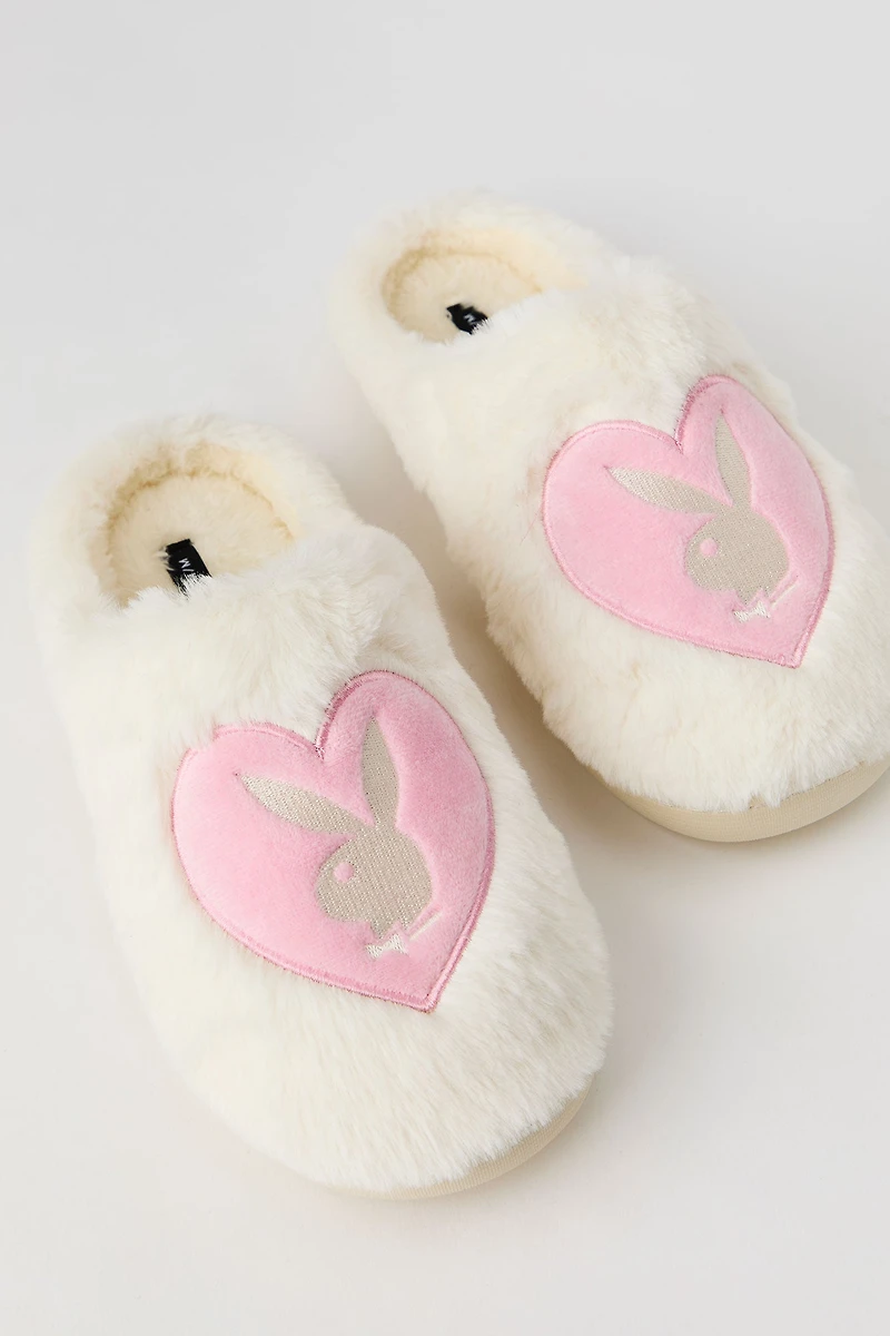 Pantoufles en peluche avec motif brodé Playboy