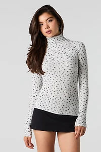 Ribbed Turtleneck Long Sleeve Top