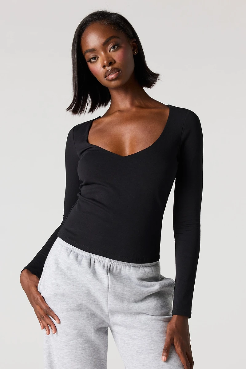 Soft Contour V-Neck Long Sleeve Top
