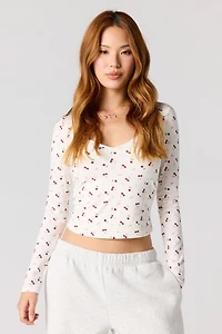 Soft Contour V-Neck Long Sleeve Top