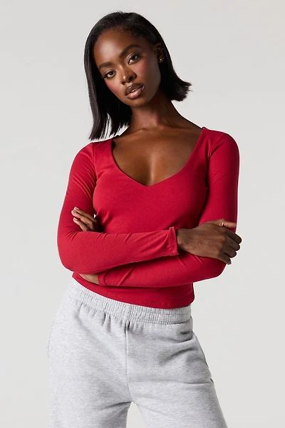 Contour V-Neck Long Sleeve Top
