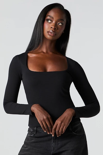 Soft Contour Square Neck Long Sleeve Top