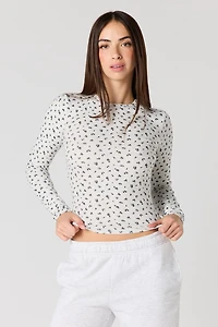 Haut côtelé classique à manches longues