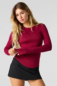 Haut côtelé à manches longues