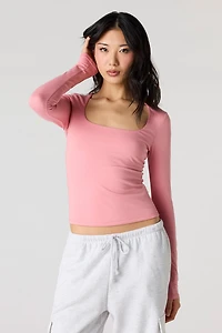 Soft Contour Square Neck Long Sleeve Top