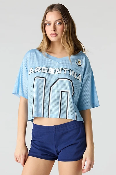 Jersey de soccer à imprimé Argentina écourté en filet