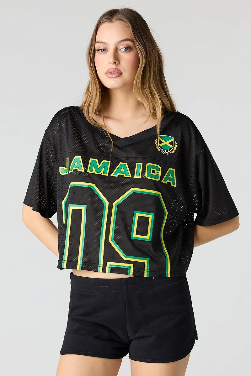 Jersey de soccer à imprimé Jamaïque écourté en filet