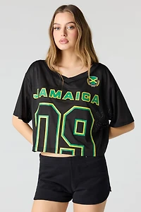 Jersey de soccer à imprimé Jamaïque écourté en filet