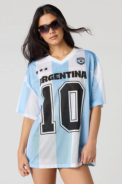 Jersey de soccer en filet à imprimé Argentine