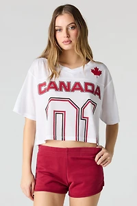 Jersey de soccer à imprimé Canada écourté en filet