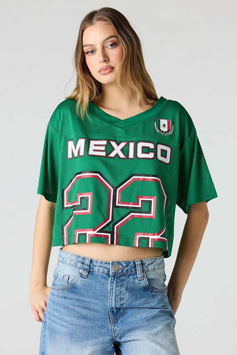 Jersey de soccer à imprimé Mexico écourté en filet