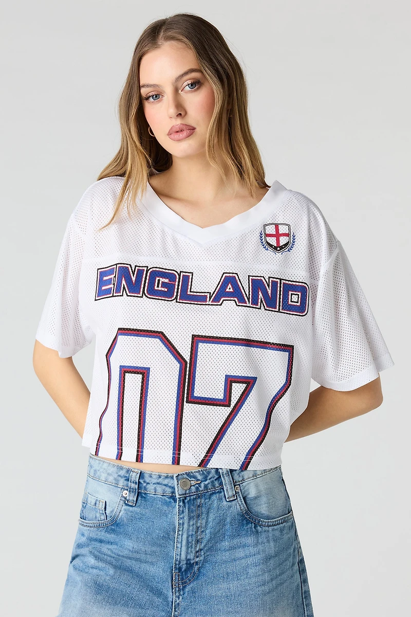 Jersey de soccer à imprimé England écourté en filet