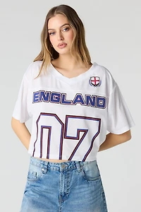 Jersey de soccer à imprimé England écourté en filet