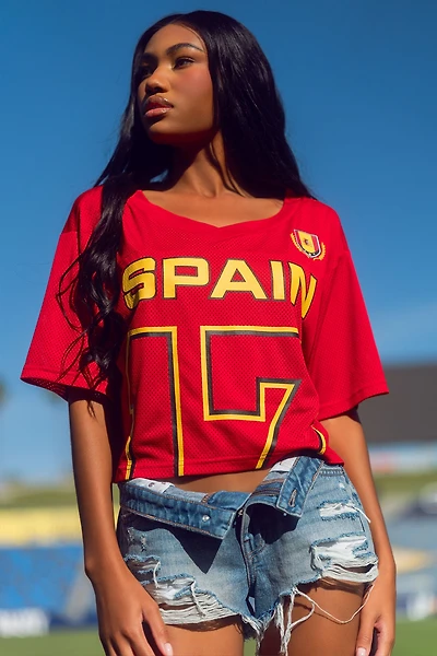 Spain Mesh Cropped Soccer Jersey