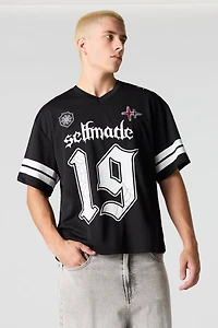 Selfmade Embroidered Graphic Mesh Football Jersey
