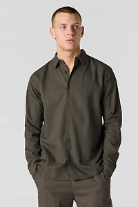 Linen Long Sleeve Button-Up Top