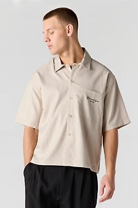 Pinstriped Boxy Button-Up Top