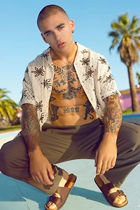 Flower Crochet Button-Up Top