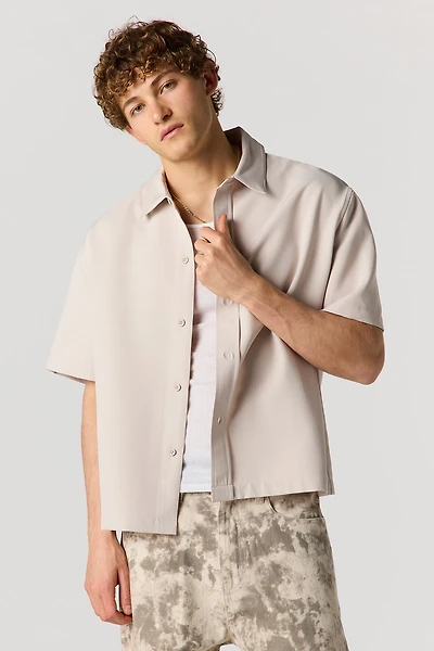 Boxy Button-Up Collared Top