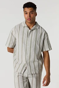 Textured Striped Button-Up Top