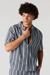 Textured Striped Button-Up Top