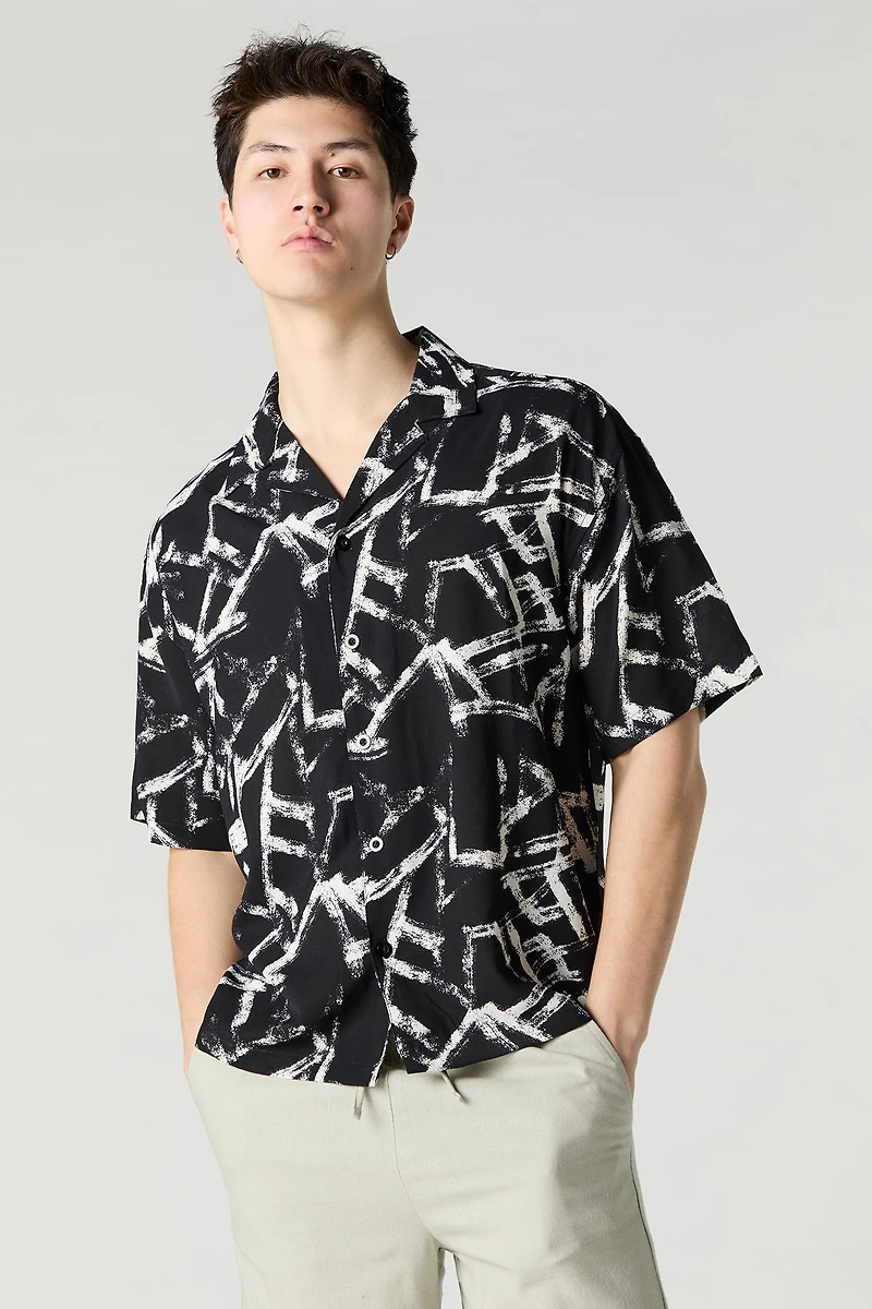 Printed Button-Up Top