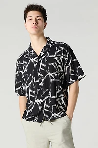 Printed Button-Up Top