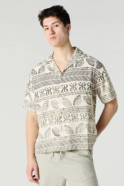 Printed Button-Up Top