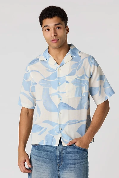Printed Button-Up Collared Top
