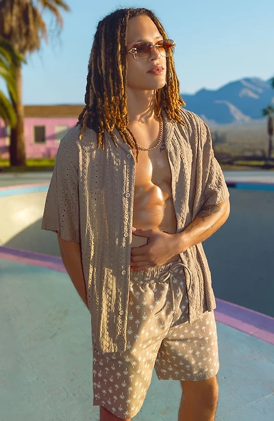 Haut boutonné texturé à manches courtes