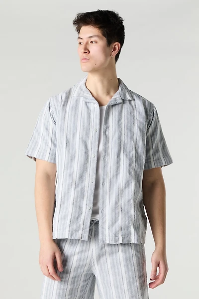 Striped Knit Button-Up Top