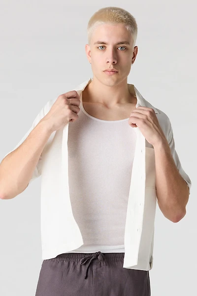 Haut boutonné en mélange de lin