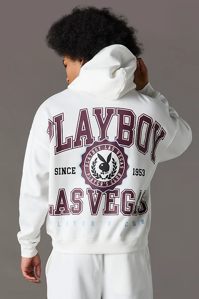 Haut carré à capuchon en molleton imprimé Playboy