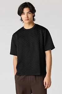 Checkered Textured Boxy T-Shirt